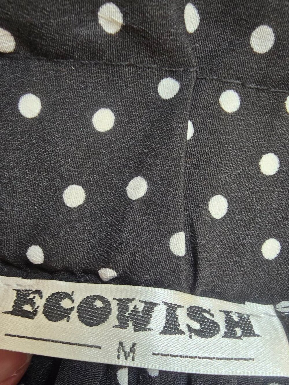 Ecowish High Waist Polka Dot Pleated Midi Skirt - Black and White - Picture 7 of 10